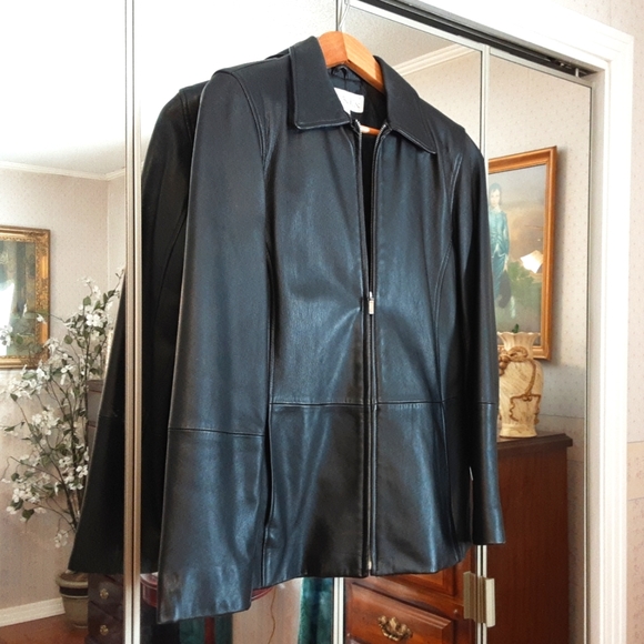 CASUAL CORNER ANNEX Jackets & Blazers - CASUAL CORNER ANNEX, BEAUTIFUL GENUINE BLACK LEATHER JACKET, SIZE SMALL
